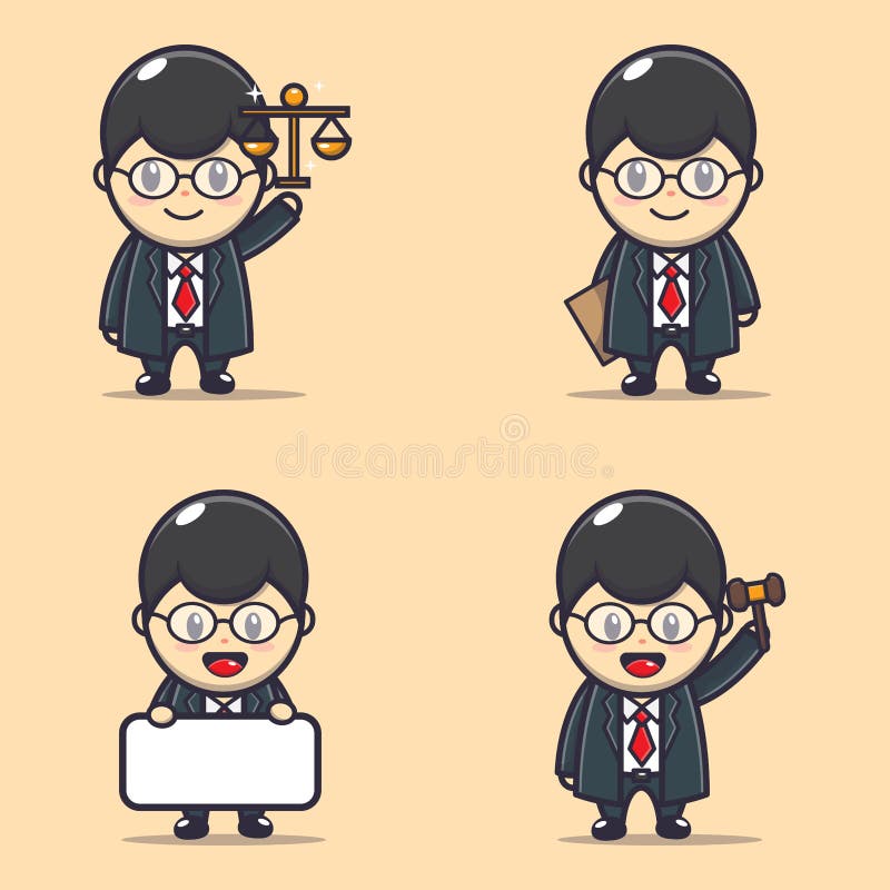 Cute Lawyer Cartoon Vector Illustration Stock Vector - Illustration of  design, gesture: 233036347