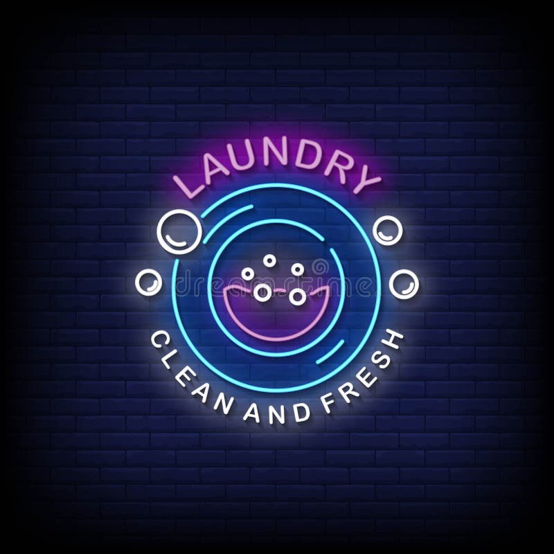 Laundry Neon Signs Style Text Vector Stock Vector - Illustration of ...