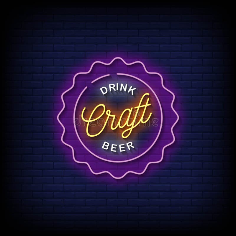 Craft Beer Logo Neon Signs Style Text Vector Stock Vector
