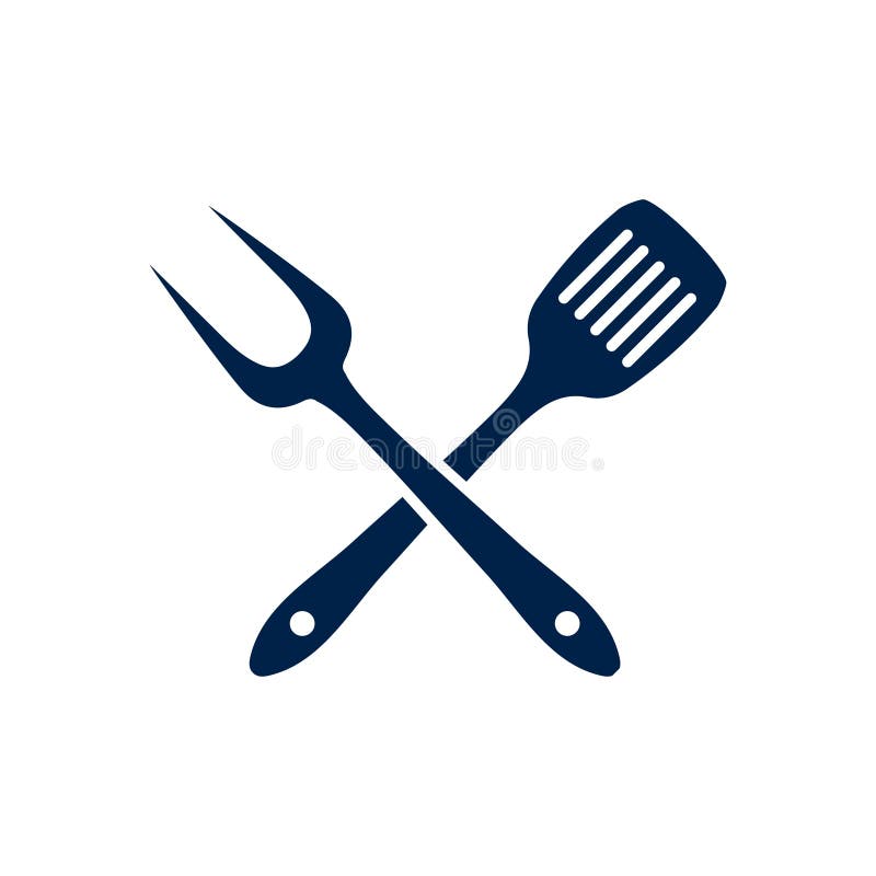 BBQ Fork Icon Logo Vector Design Illustration, Isolated on White