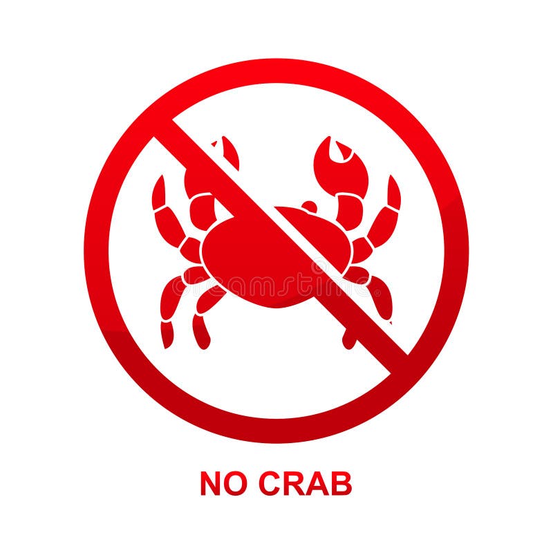 No Crab Sign Isolated on White Background. Stock Vector Illustration