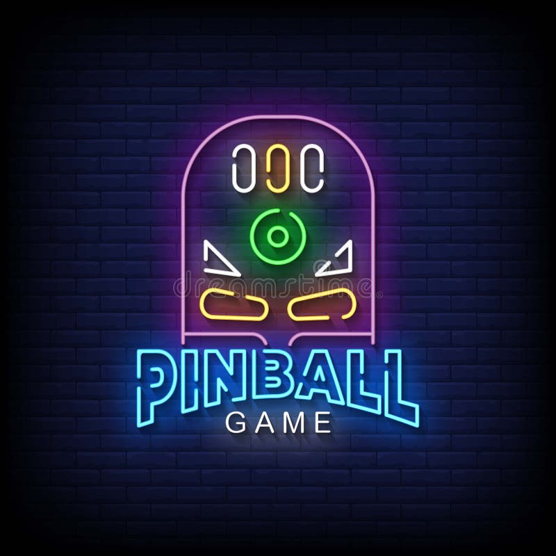 Pinball Game Neon Signs Style Text Vector vector illustration
