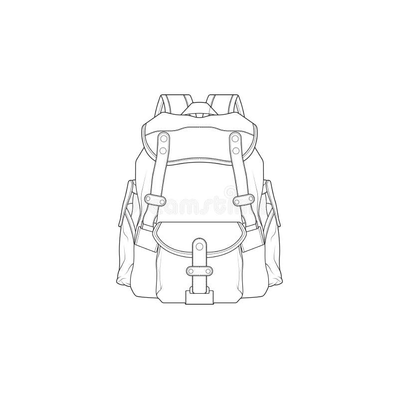 Backpack Outline Drawing Vector, Backpack in a Sketch Style, Trainers
