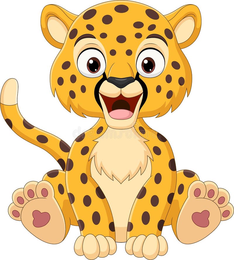 Cartoon Cute Baby Leopard Sitting Stock Vector - Illustration of brown ...