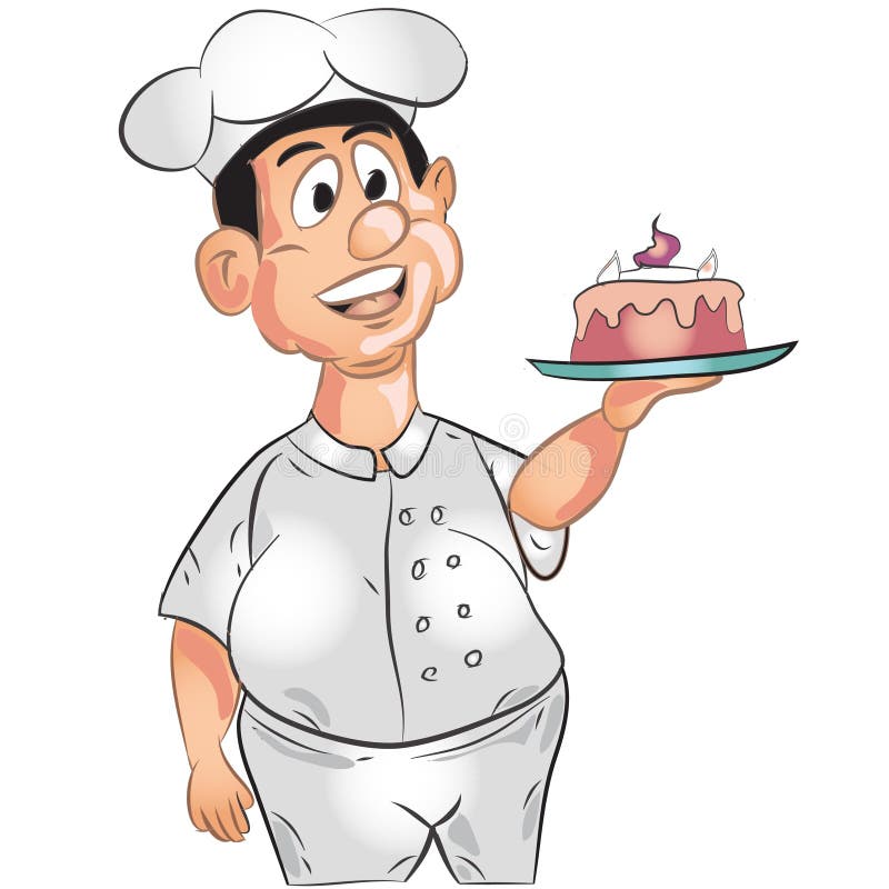 Flat Pastry Chef Cartoon Character Vector Illustration Stock Vector