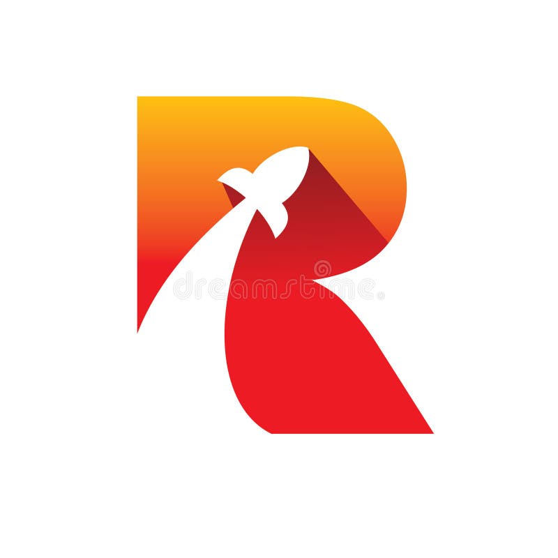 Red initial r letter rocket logo design royalty free illustration