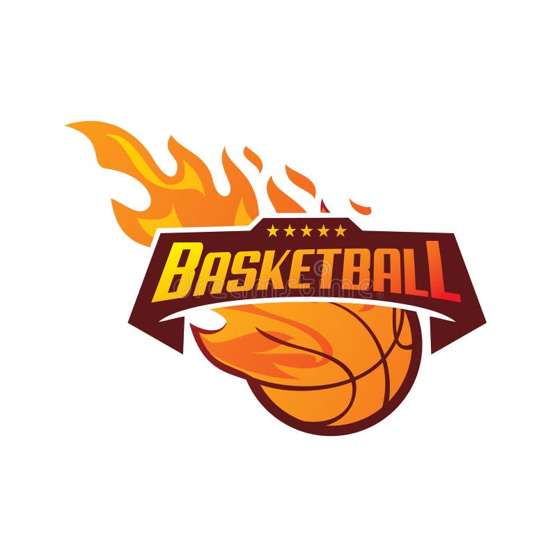 Fire Flame Basketball Team Logo Design Stock Vector - Illustration of  company, flame: 237582537