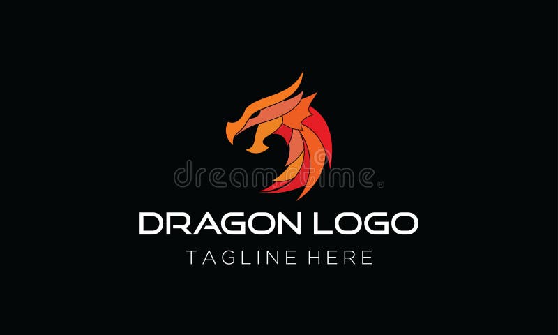 Flat Dragon Logo Design Template Stock Vector - Illustration of ...