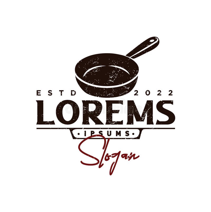 Frying Pan Logo Cooking Iron Pan Sign. Skillet Cast Iron Logo