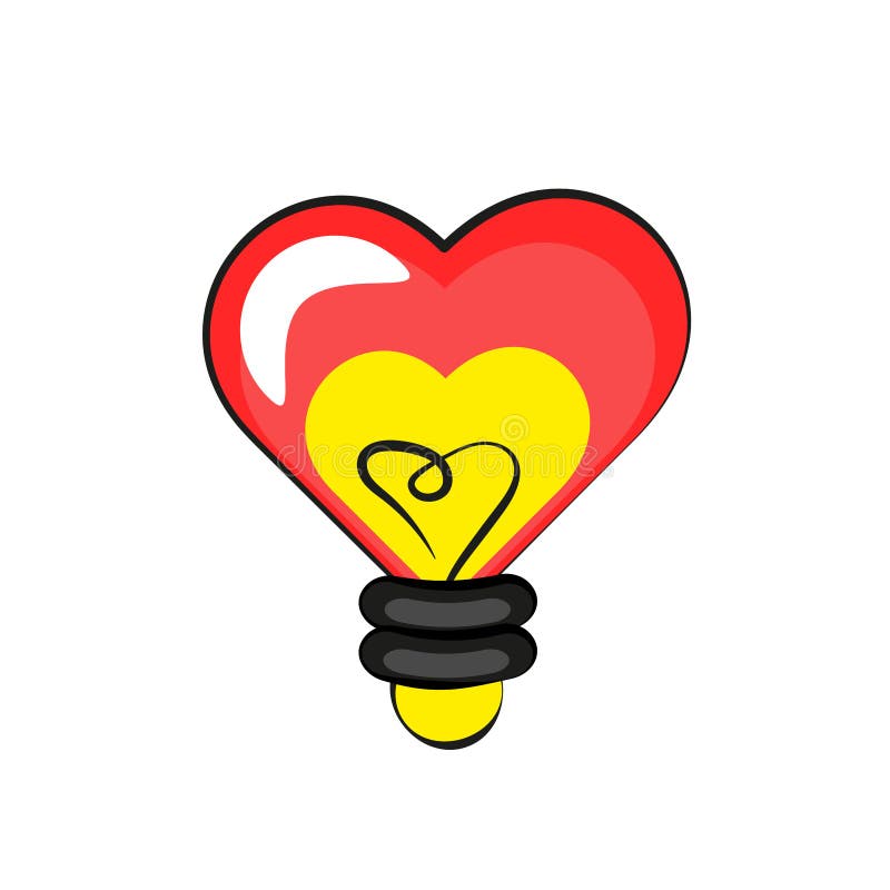 Groove Style Heart Shaped Light Bulb Feelingst Stock Vector Illustration of groovy, senses