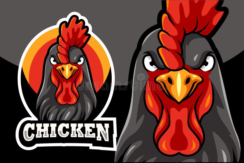 Cartoon chicken head mascot design template vector illustration