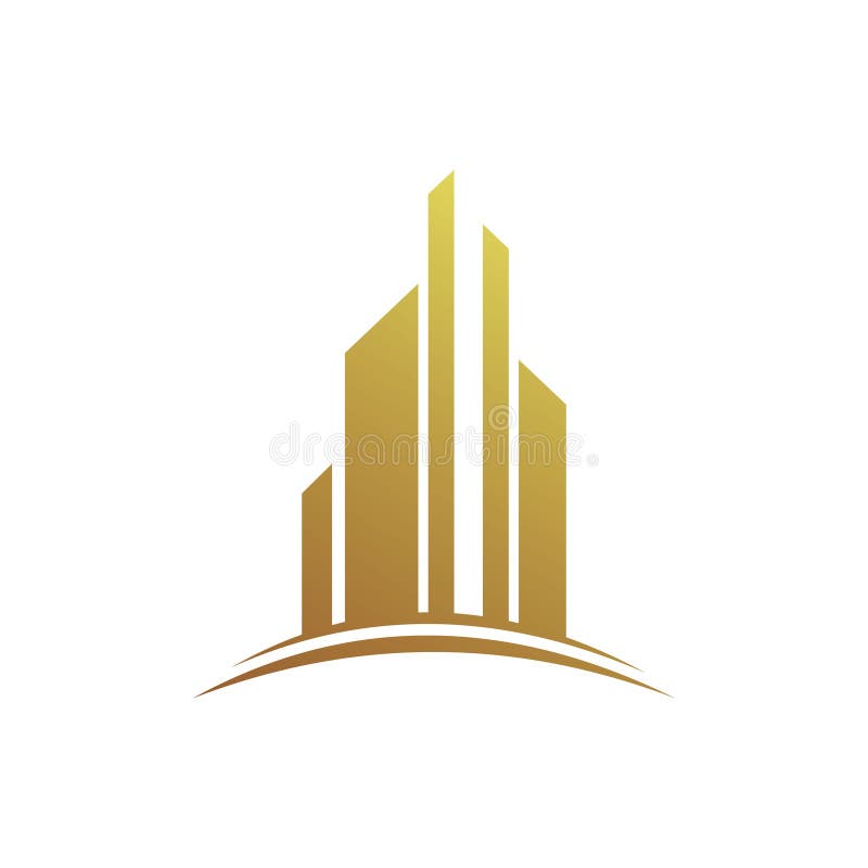 Golden tower building logo design