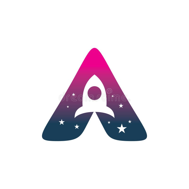 Triangle initial a letter rocket star logo design royalty free illustration