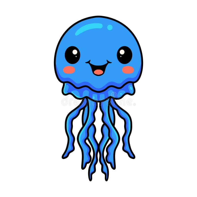 Cute Little Jellyfish Cartoon Standing Stock Vector - Illustration of ...