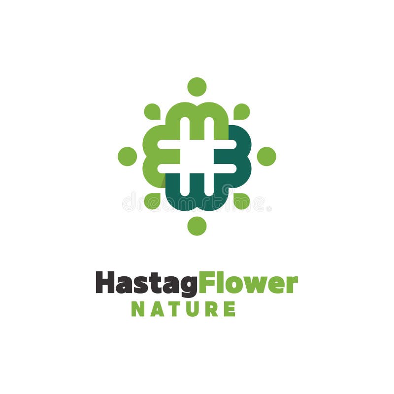 Hashtag Flower Nature Logo Design Stock Vector Illustration of