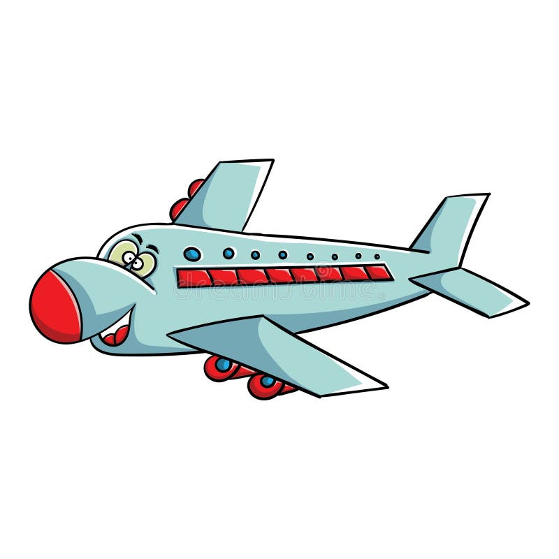 Funny plane cartoon vector royalty free illustration