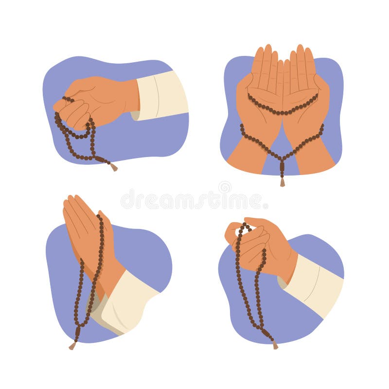 cartoon praying hands with rosary