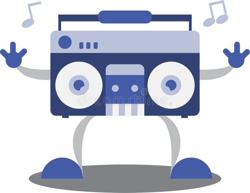Simple Flat Boombox Character Vector , Boombox Mascot, Flat Color Stock