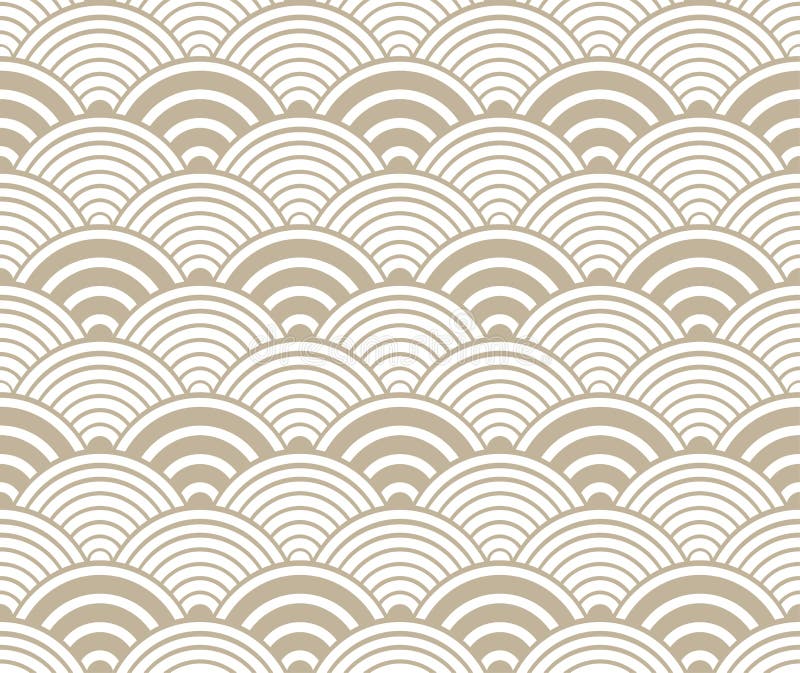 Beige and white seigaiha Japanese wave pattern. stock illustration