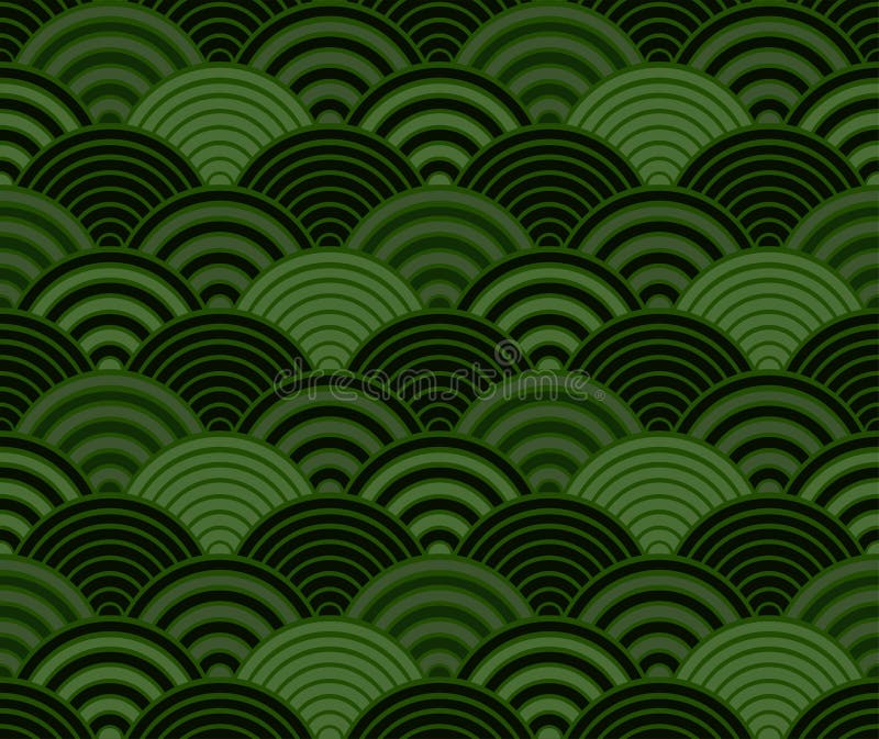 Green seigaiha Japanese wave pattern. stock illustration