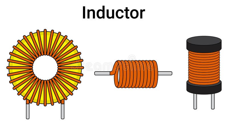 Group of Inductors different sizes isolated on white background