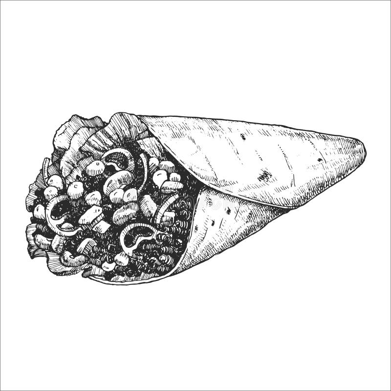 burrito clipart black and white