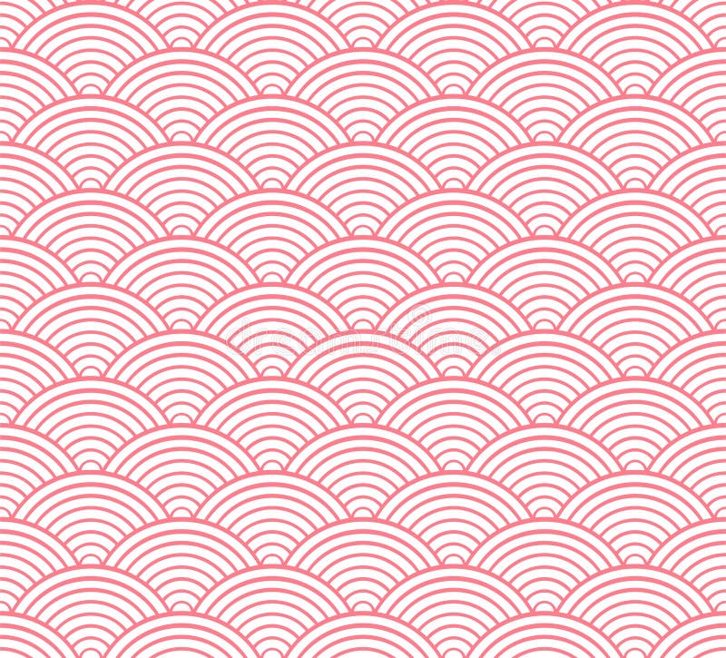 Red and white seigaiha Japanese decorative wave pattern. vector illustration