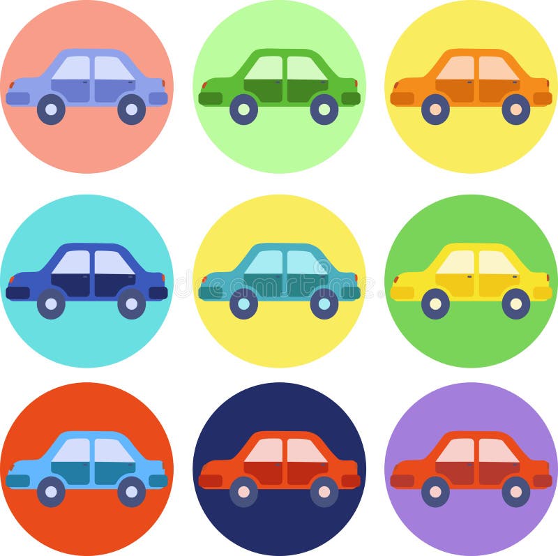Colorful Stickers Cars for Kids. Stock Vector Illustration of cute, orange 245466197