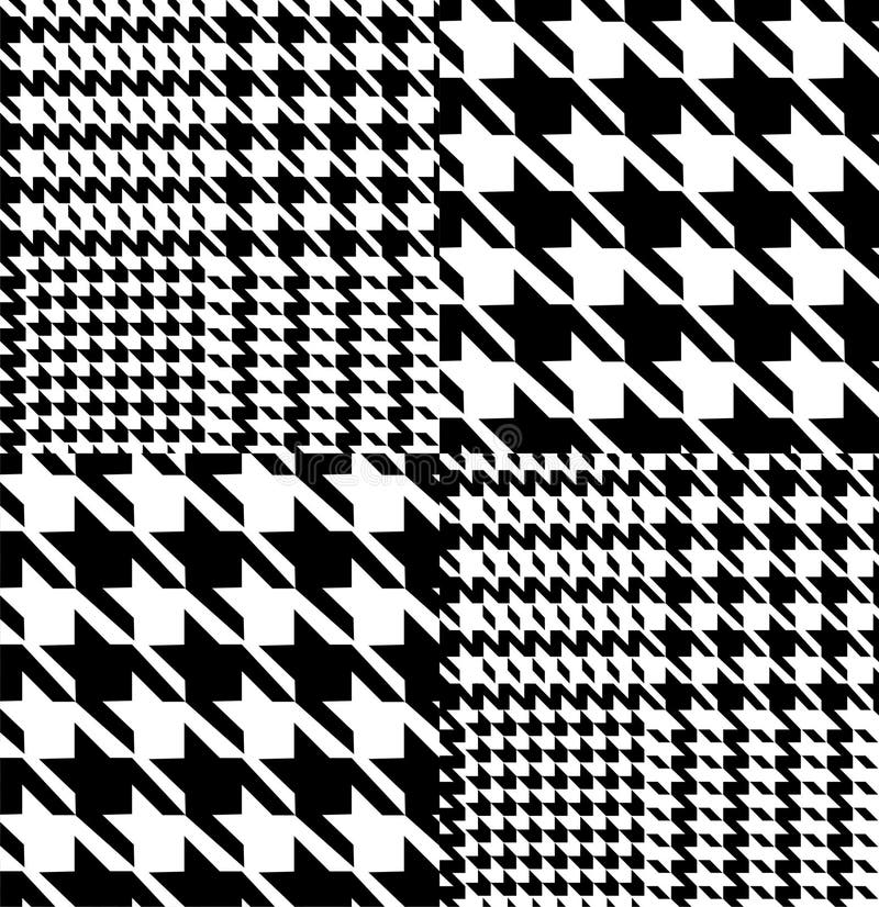 Black and White Houndstooth Patchwork Fabric Swatch Stock Vector