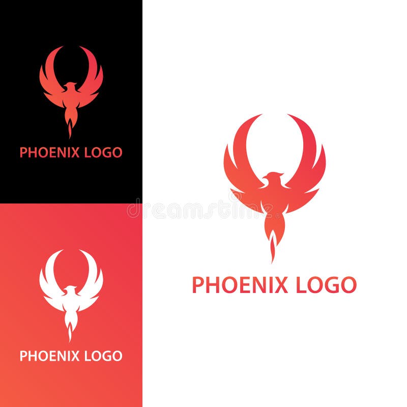 Modern Elegant Phoenix Flying Vertical Logo Vector Design Concept stock illustration