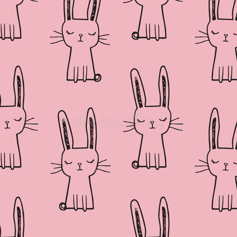 Cute Bunnies. Easter Bunnies for Wrapping Paper, Stock Vector