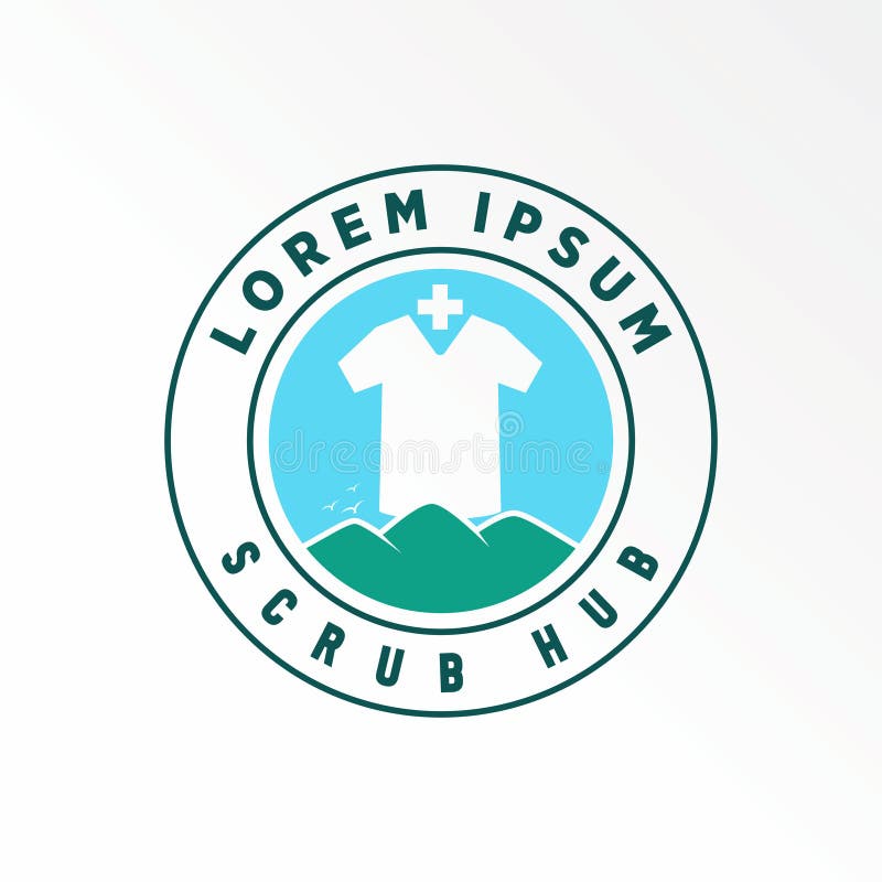 Medical Scrub Clothing, Red Cross or Plus, and Mountain Image Graphic