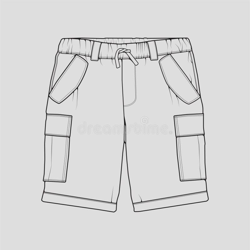 Short Pants Outline Drawing Vector, Short Pants in a Sketch Style ...