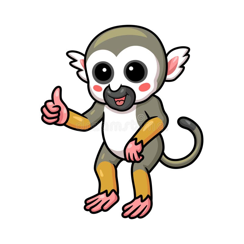 Cute Little Squirrel Monkey Cartoon Giving Thumb Up Stock Vector
