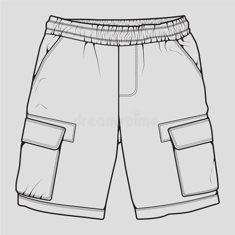 Short Pants Outline Drawing Vector, Short Pants in a Sketch Style ...