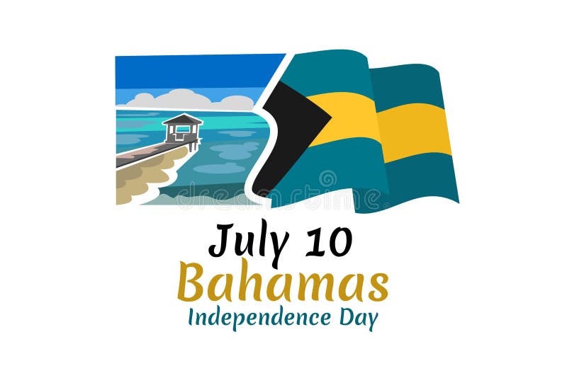 July 10, Independence Day of Bahamas Vector Illustration. Stock Vector