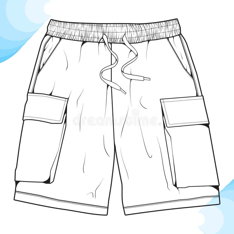 Short Pants Outline Drawing Vector, Short Pants in a Sketch Style ...