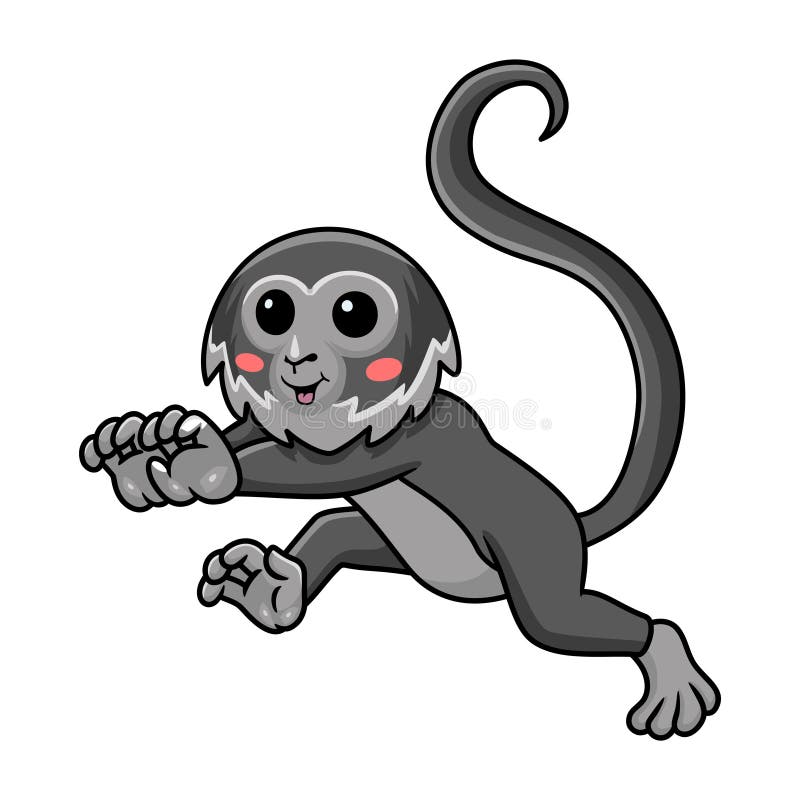 Cute black spider monkey cartoon walking vector illustration