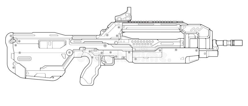 Firearms Line Art Style, Shooting Gun, Weapon Illustration, Vector Line ...