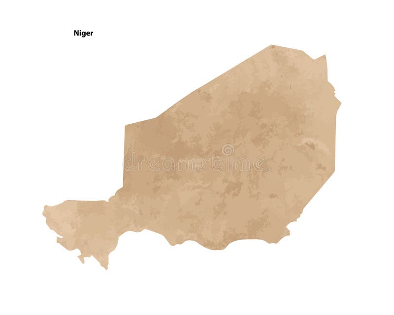 Old vintage paper textured map of Niger Country - Vector royalty free illustration