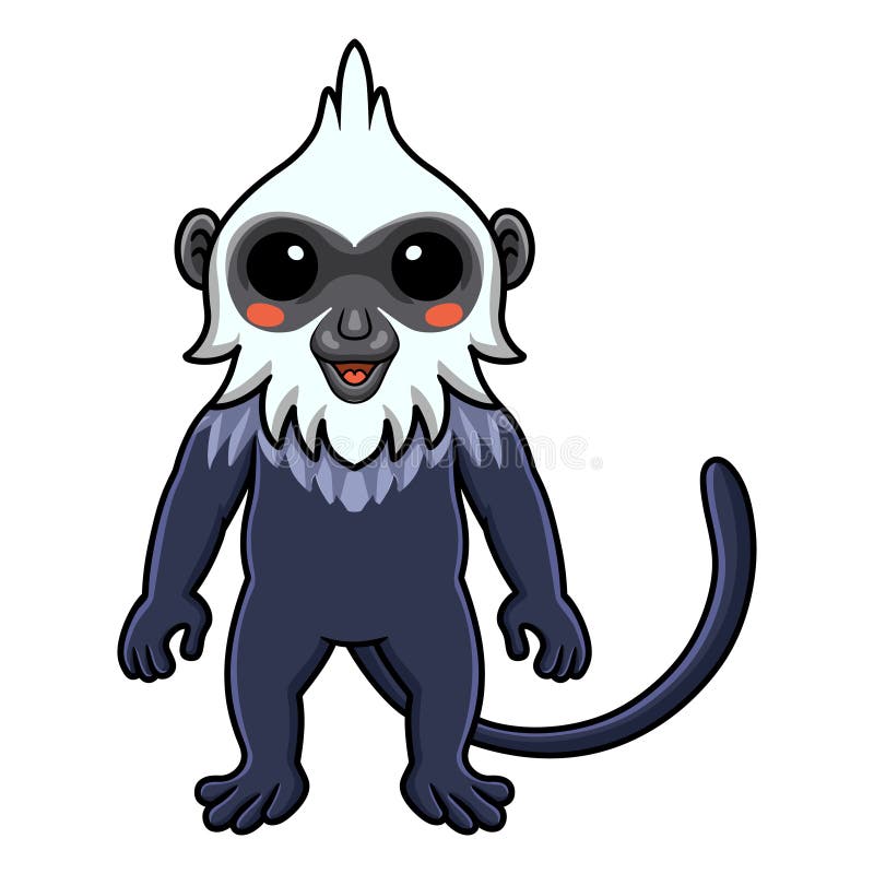 Cute white headed langur cartoon standing royalty free illustration