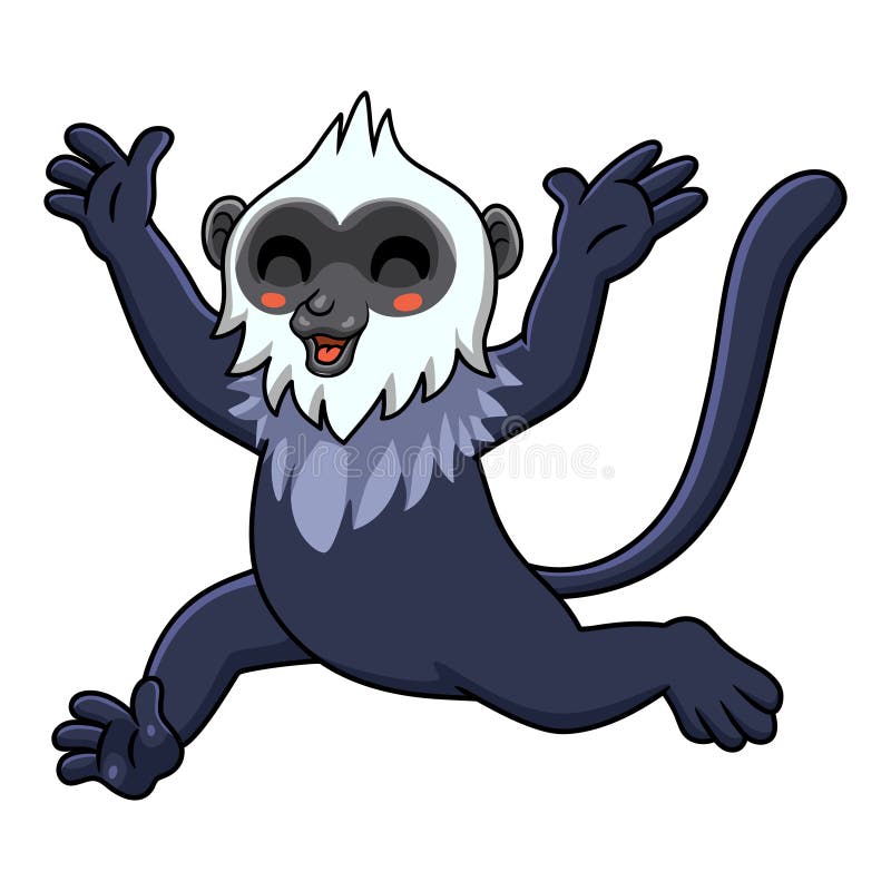 Cute white headed langur cartoon running royalty free illustration