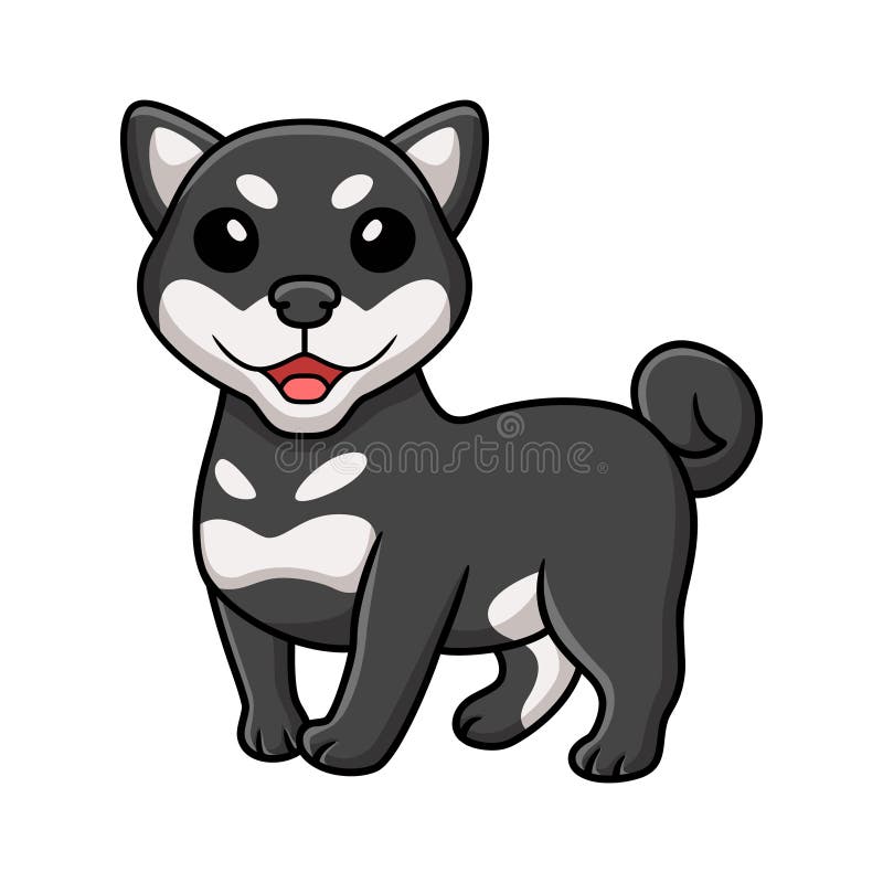 Cute black shiba inu dog cartoon royalty free illustration