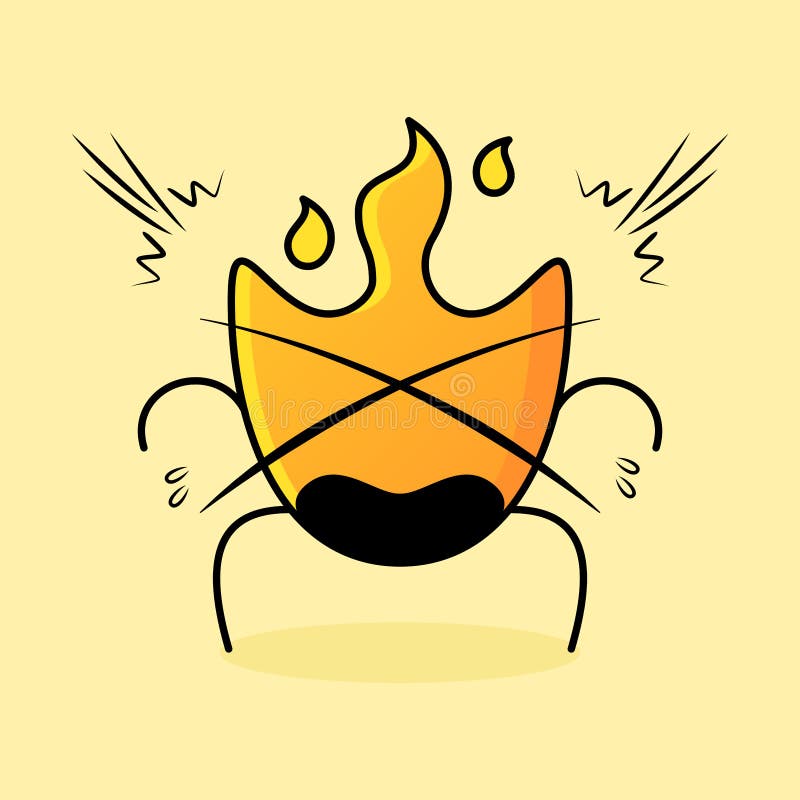 Cute Fire Cartoon with Shocked Expression and Mouth Open Stock Vector