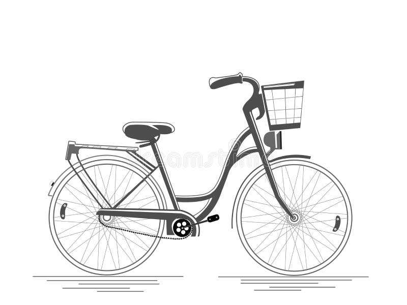 Bicycle Outline Stock Illustration Basket, Bicycle, Bicycle Basket