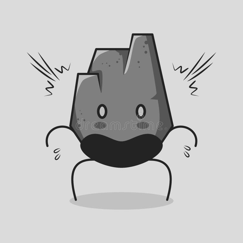 Cute Stone Cartoon with Shocked Expression. Mouth Open and Bulging Eyes