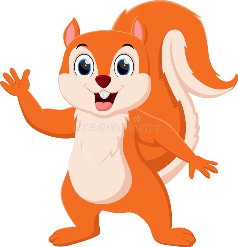 Cute Squirrel Cartoon Waving Hand Stock Vector Illustration of fauna, chipmunk 255284642
