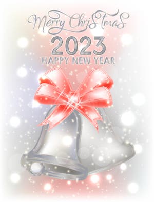 Merry Christmas New 2023 Year Card With Xmas Bells Vector Stock Vector 