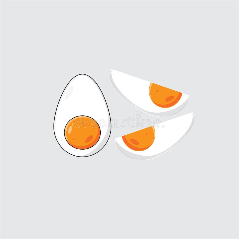Cartoon egg isolated on white background. Set of fried, boiled, half, sliced eggs. stock illustration
