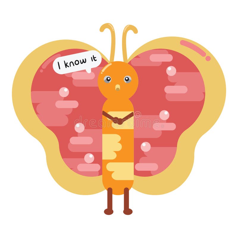 Cartoon Sticker Butterfly Happy Emoticon Stock Vector Illustration of